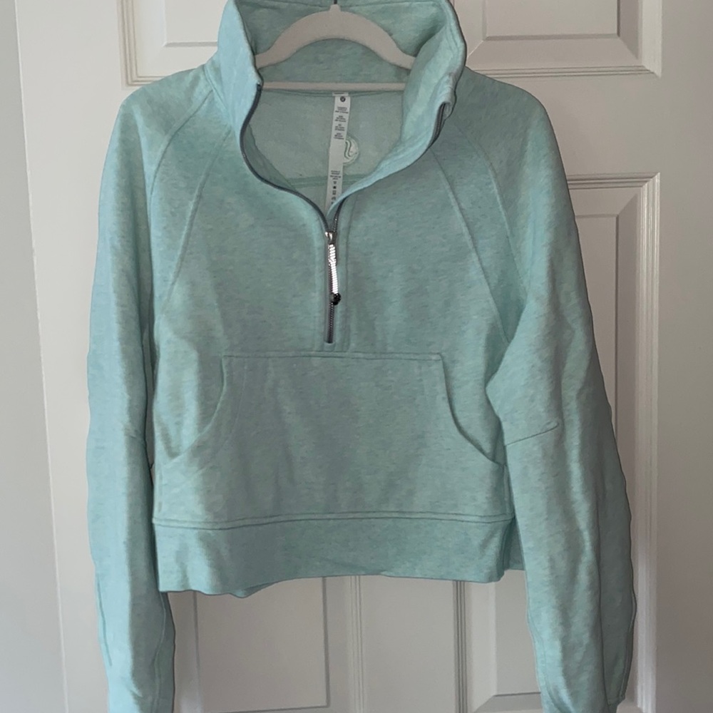 Heathered delicate mint scuba funnel neck